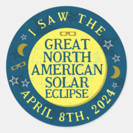 Great North American Solar Eclipse April 8 2024 Runder Aufkleber