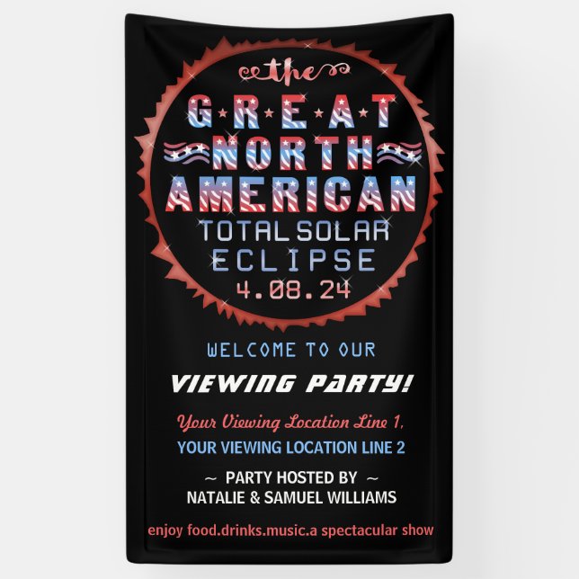 Great North American Solar Eclipse Viewing Party Banner (Vertikal)