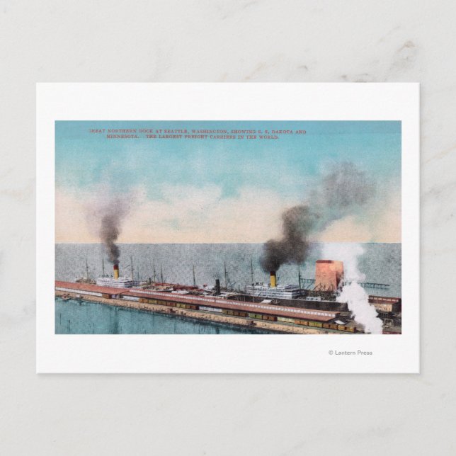 Great Northern Dock View, SS Dakota und Postkarte (Vorderseite)
