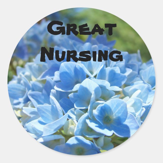 Great Nursing Aufkleber Blue Hydrangea Blume (Vorderseite)