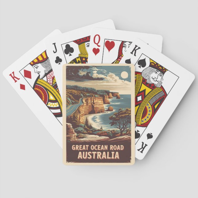Great Ocean Road Australia Illustration Travel Art Spielkarten (Rückseite)