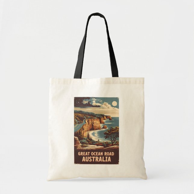 Great Ocean Road Australia Illustration Travel Art Tragetasche (Vorne)
