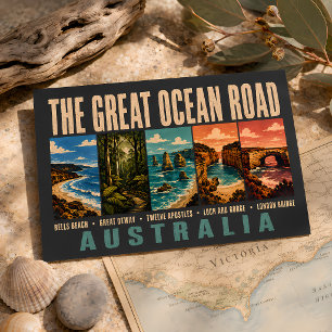 Great Ocean Road Australien Landmarks Illustration Postkarte