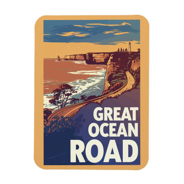 Great Ocean Road Travel Art Vintag Magnet (Vertikal)