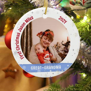 Great Oma Baby Personalisiert First Xmas Foto Keramik Ornament