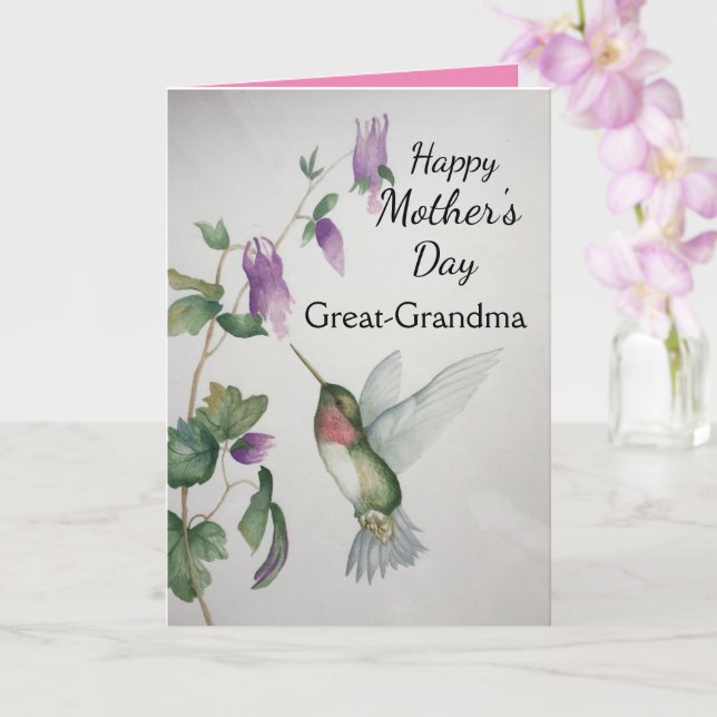 Great-Oma Happy Mother's Day Hummingbird Card Karte (Orchidee)