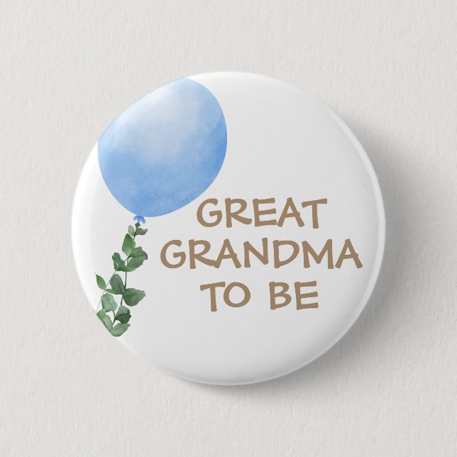 Great Oma zu Blue Balloon Baby Dusche Button (Vorderseite)