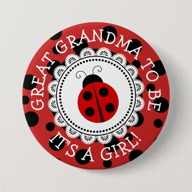 "Great OmaTo Be" Ladybug Baby Showbutton Button (Vorderseite)