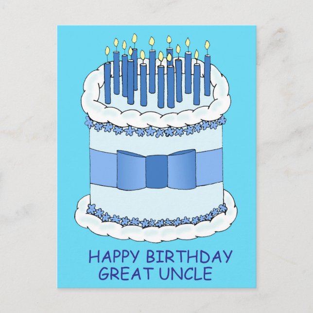Great Onkel Happy Birthday Cake und Kerzen Postkarte (Vorderseite)
