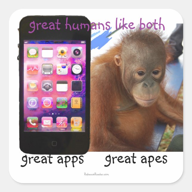 Great Phone Apps Great Ape Spaß Quadratischer Aufkleber (Vorderseite)