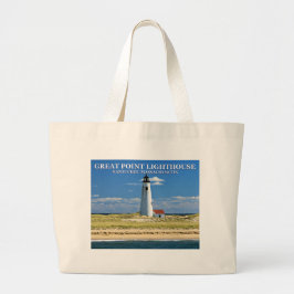 Great Point Lighthouse Nantucket MA Tote Bag Jumbo Stoffbeutel