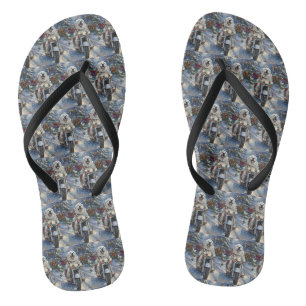 Great Pyrenäen Dog Riding Motorrad Weihnachten Flip Flops