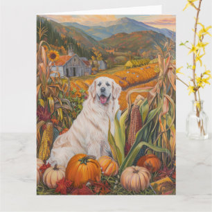 Great Pyrenäen Hund Herbst Ernte Erntedank Karte