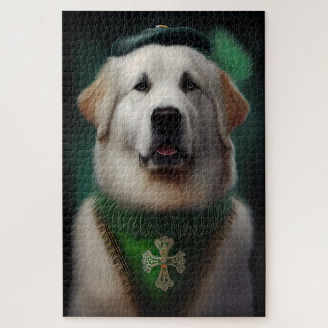 Great Pyrenäen Hund in St. Patrick's Day Dress (Vertikal)