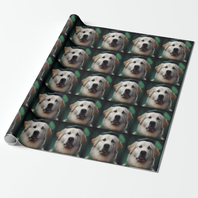Great Pyrenäen Hund in St. Patrick's Day Dress Geschenkpapier (Ungerollt)