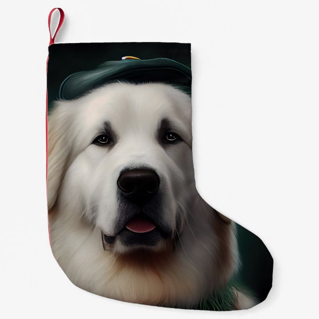 Great Pyrenäen Hund in St. Patrick's Day Dress Kleiner Weihnachtsstrumpf (Vorderseite)