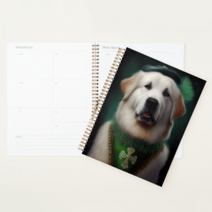 Great Pyrenäen Hund in St. Patrick's Day Dress Planer