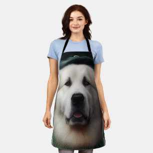 Great Pyrenäen Hund in St. Patrick's Day Dress Schürze