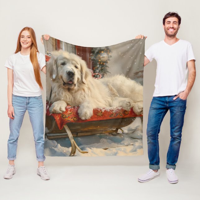 Great Pyrenäen Hund Weihnachten Feierliche Fleecedecke (Beispiel)