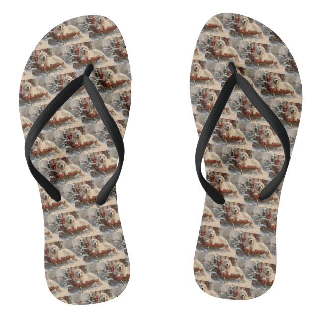 Great Pyrenäen Hund Weihnachten Feierliche Flip Flops (Fußbett)