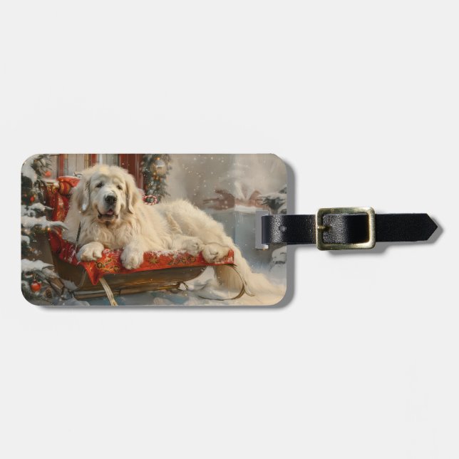 Great Pyrenäen Hund Weihnachten Feierliche Gepäckanhänger (Vorderseite horizontal)
