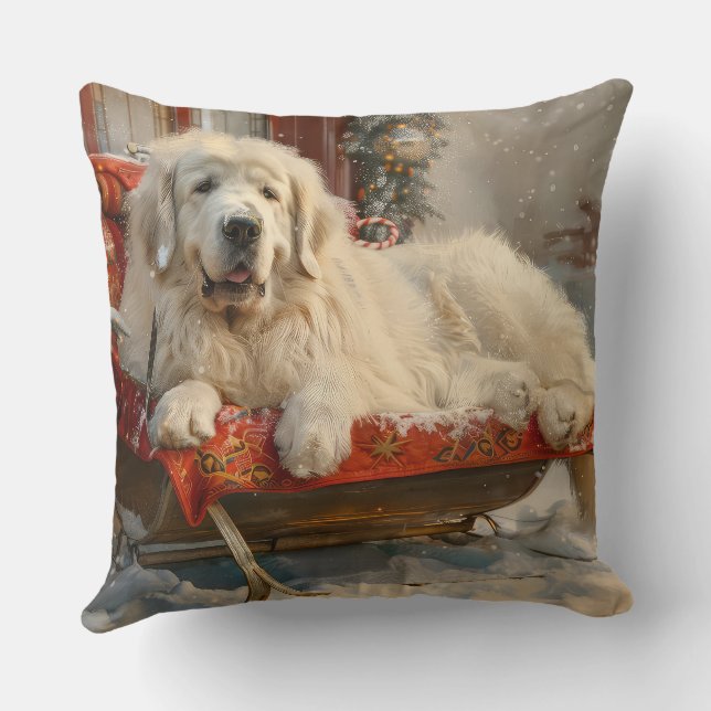 Great Pyrenäen Hund Weihnachten Feierliche Kissen (Rückseite)