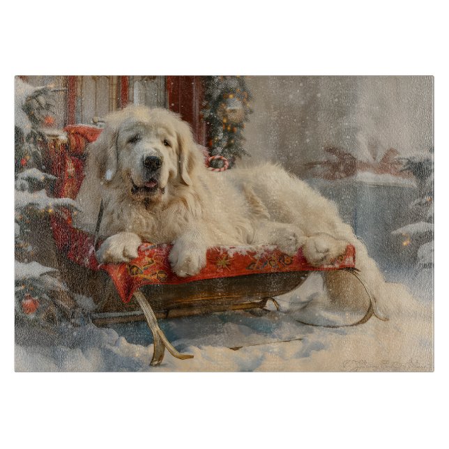 Great Pyrenäen Hund Weihnachten Feierliche Schneidebrett (Vorderseite)