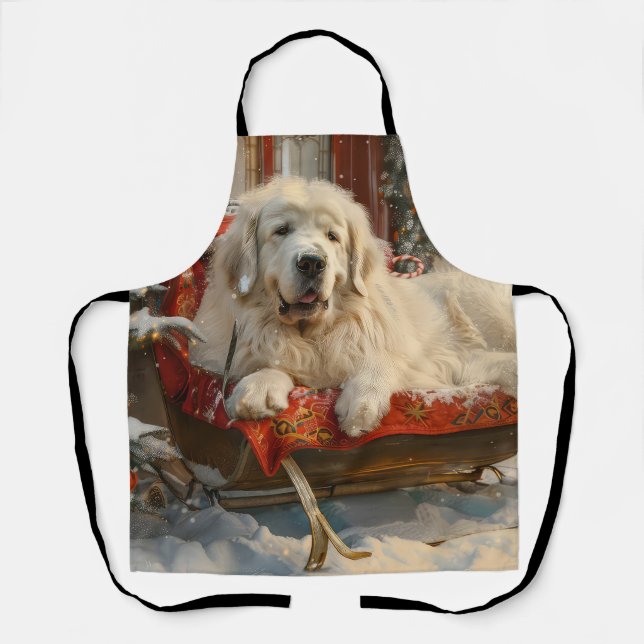 Great Pyrenäen Hund Weihnachten Feierliche Schürze (Vorderseite)