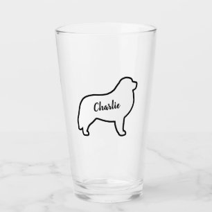 Great Pyrenäen Hunde Silhouette Kontur Personalisi Glas