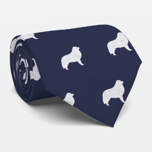 Great Pyrenäen Hunde Silhouetten Muster Blau Krawatte