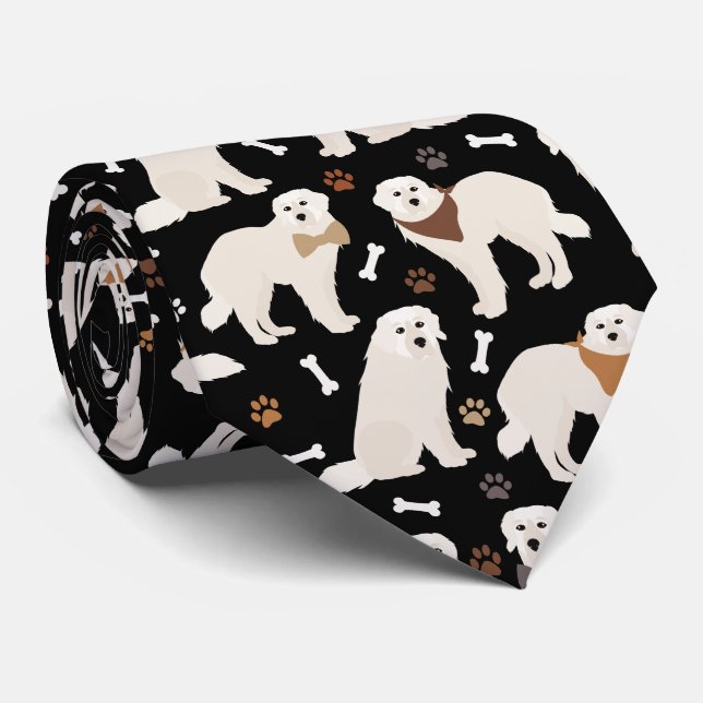 Great Pyrenäen Paws and Bones Neck Tie Krawatte (Gerollt)