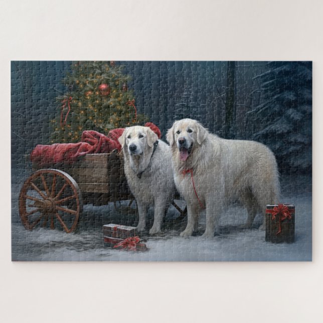 Great Pyrenäen Snowy Sleigh Weihnachtsdekor (Horizontal)