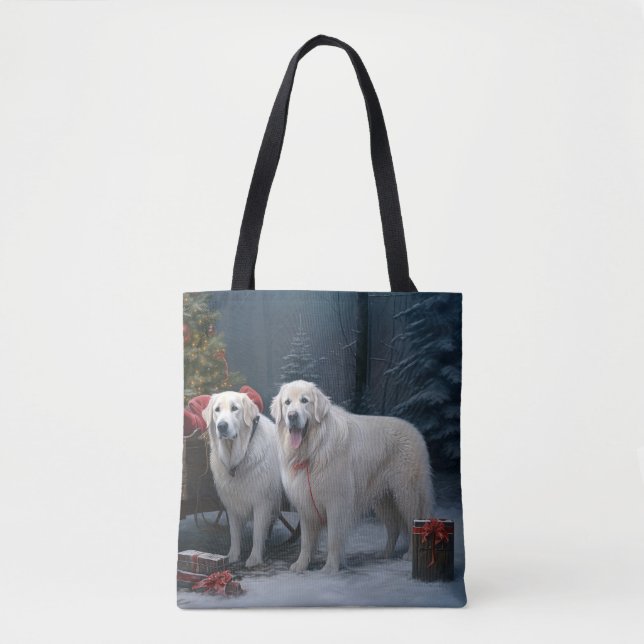 Great Pyrenäen Snowy Sleigh Weihnachtsdekor Tasche (Vorderseite)