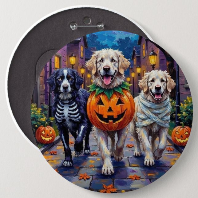 Great Pyrenäen Trick-or-Treating Halloween-Kostüm Button (Vorne & Hinten)