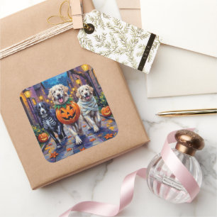 Great Pyrenäen Trick-or-Treating Halloween-Kostüm Quadratischer Aufkleber