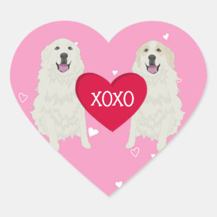 Great Pyrenäen Valentinstag Herz-Aufkleber