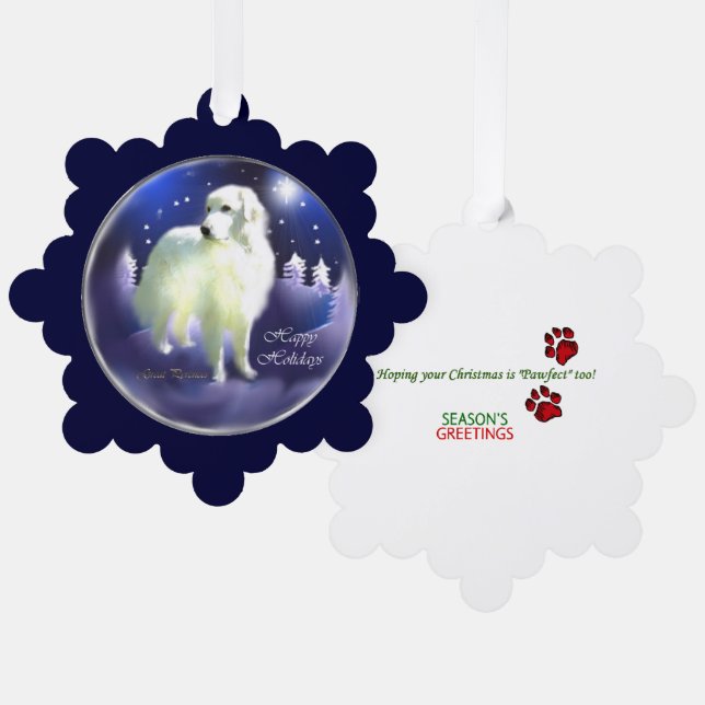 Great Pyrenäen Weihnachtsgeschenke Ornament Karte (Vorderseite/Rückseite)
