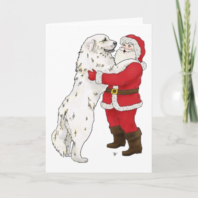 Great Pyrenäen Weihnachtsgrüße Feiertagskarte (Vorderseite)