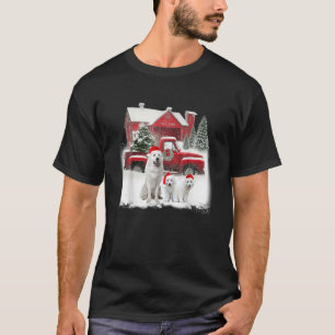 Great Pyrenäen Weihnachtsmannmütze Red Truck Tree T-Shirt