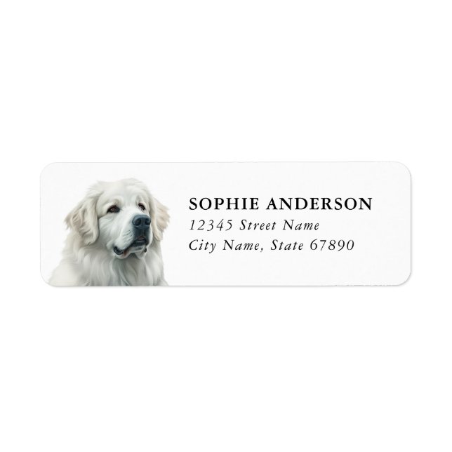 Great Pyrenees Chien Retourner Adresse Étiquettes (Devant)