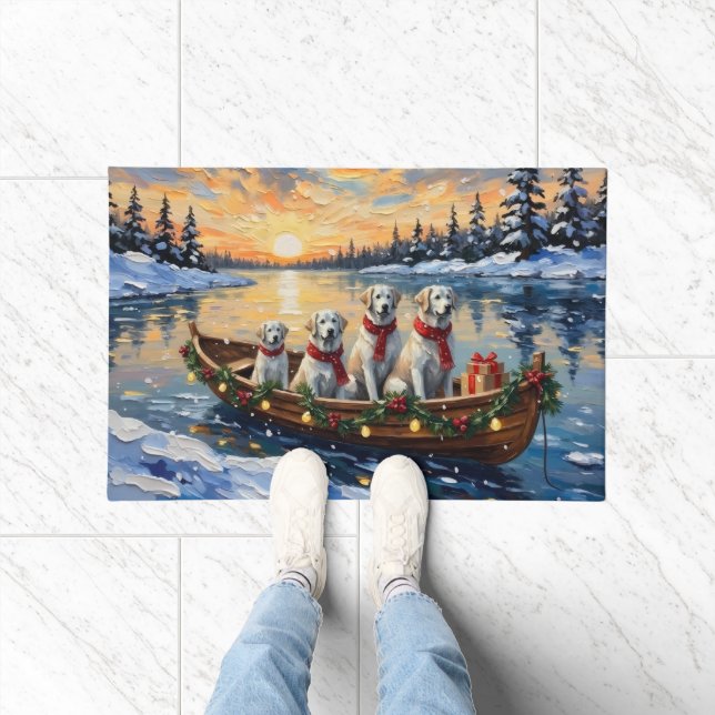 Great Pyrenees Christmas Boat Holiday Fußmatte (Indoor)