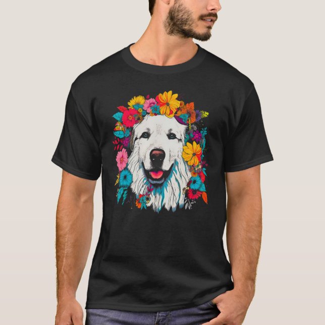 Great Pyrenees Dog Flower Peace T-Shirt (Vorderseite)