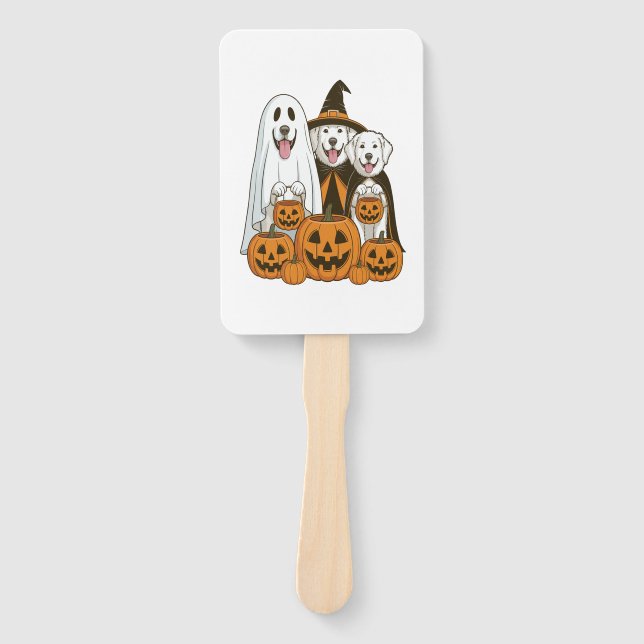 Great Pyrenees Dog Ghost Witch Halloween Matching  Fächer (Vorderseite)