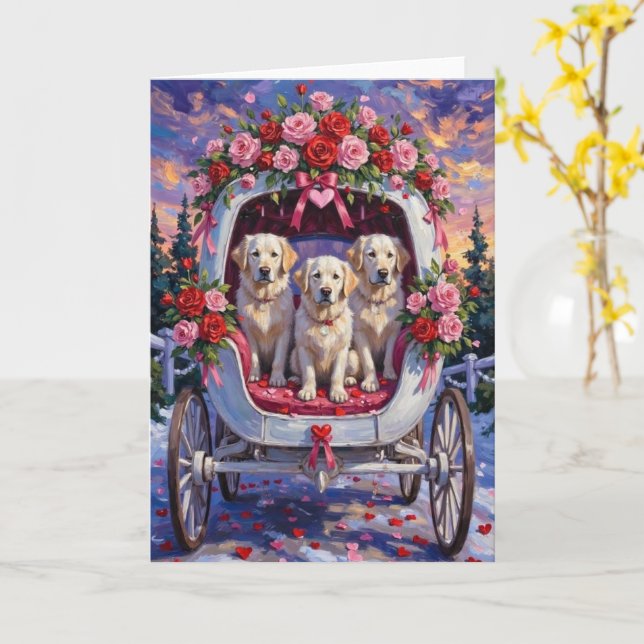 Great Pyrenees Dog Valentine's Day  Karte (Gelbe Blume)