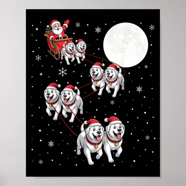 Great Pyrenees Dog Xmas Pajama Matching Santa Clau Poster (Vorne)