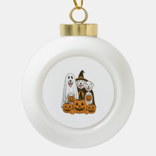 Great Pyrenees Hund Geist Hexe Halloween passend Keramik Kugel-Ornament