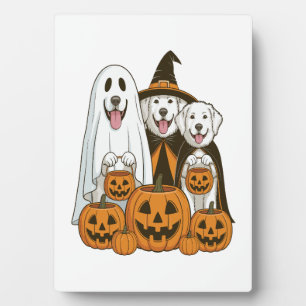 Great Pyrenees Hund Geisterhexe Halloween passend Fotoplatte