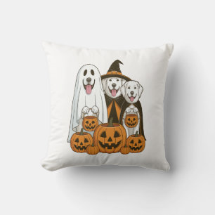 Great Pyrenees Hund Geisterhexe Halloween passend Kissen