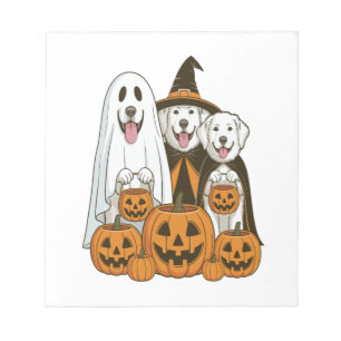 Great Pyrenees Hund Geisterhexe Halloween passend Notizblock