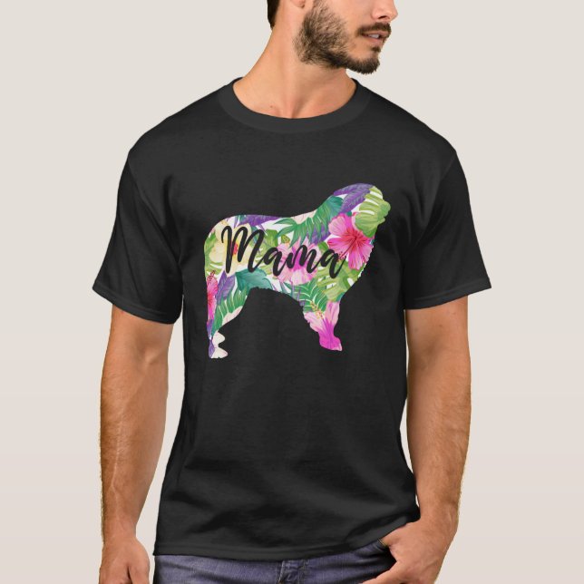 Great Pyrenees Mama Mom Flowers Mother s Day T-Shirt (Vorderseite)